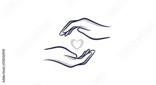 Two hands gently cradling a delicate heart shape, symbolizing care, protection, and love.