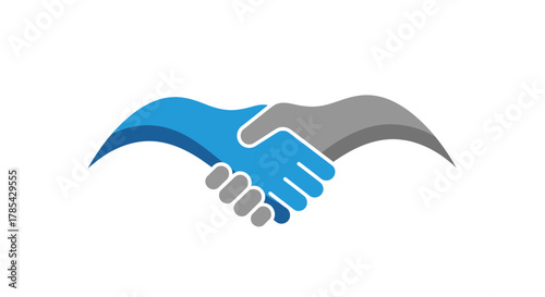 An illustration of two hands clasped together, symbolizing agreement and partnership.