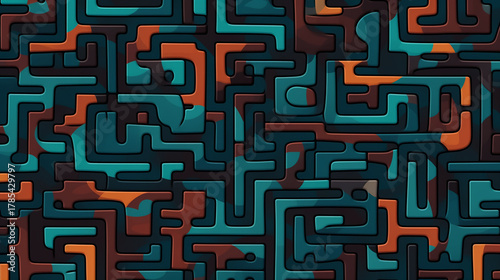 Fototapeta Naklejka Na Ścianę i Meble -  abstract background design with maze labyrinth mosaic