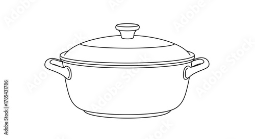 Stock pot vector illustration kitchenware cooking pot with lid outline