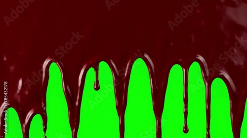 Wallpaper Mural Green Screen red blood dripping down along the transition on background scene 1 with distortion, overlay, glitch, static noise, scan lines black background, 4k animated video loop Torontodigital.ca
