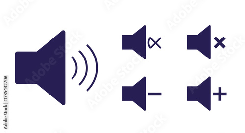 Sound volume control icons vector illustration for audio settings app