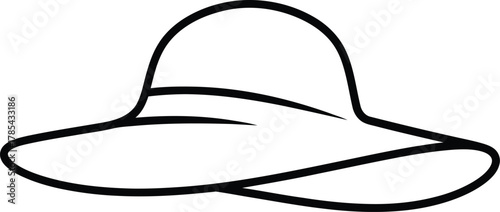 A widebrimmed sun hat with a simple ribbon detail, perfect for summer fashion and outdoor protection, isolated on white background