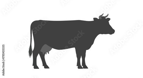 Cow silhouette vector illustration dairy farm animal livestock cattle