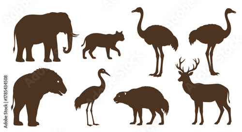 Animal silhouettes vector illustration of wildlife and safari animals