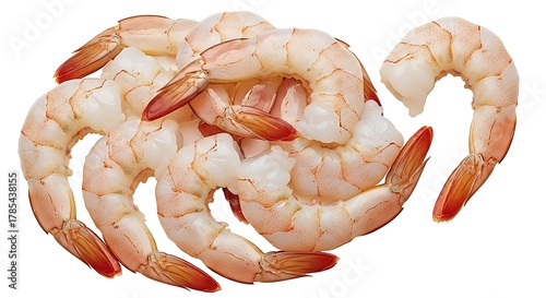 Raw Shrimp with Shell on Transparent Background