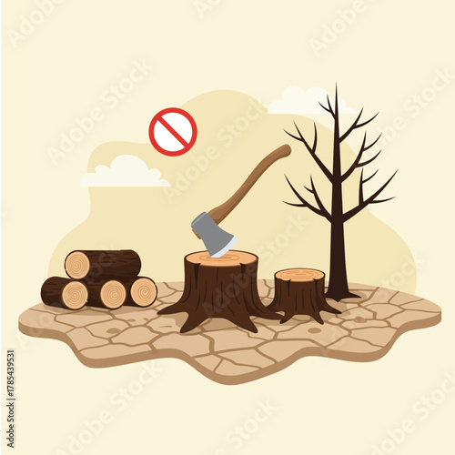 Stop Deforestation Global Environmental Crisis Warning