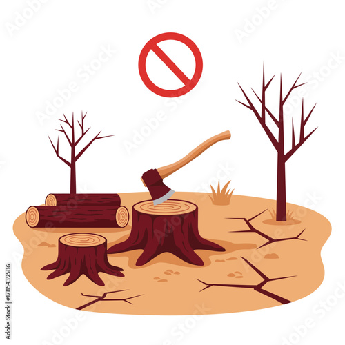 Stop Illegal Logging Deforestation Warning Environment