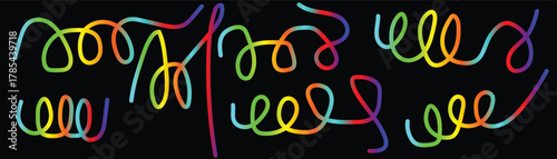 Abstract neon gradient spirals on black background – vector illustration
