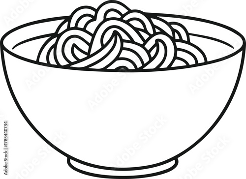 spaghetti bowl outline vector illustration line art