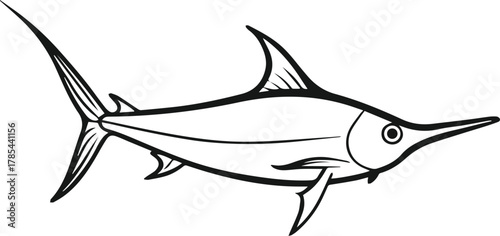 swordfish outline vector illustration line art