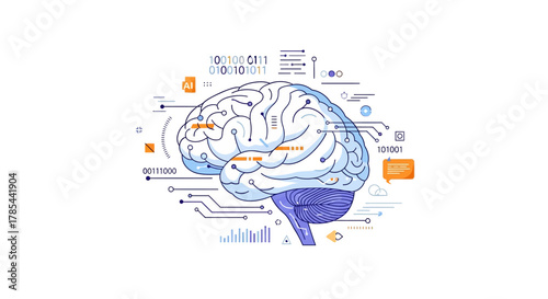Conceptual illustration of artificial intelligence connecting with the human