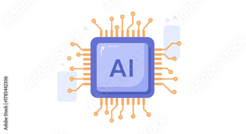 Artificial intelligence microchip illustration for advanced technology