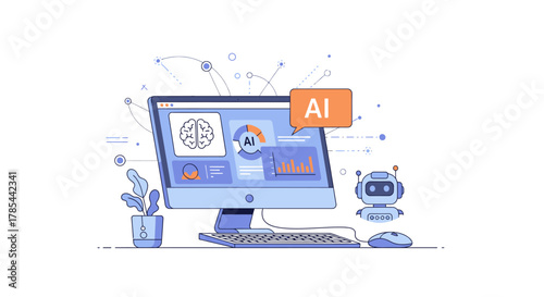 Artificial Intelligence Desktop Interface: Modern Digital Brain System Analytics