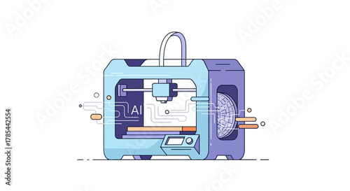 Innovative 3D Printer Illustrating Artificial Intelligence Integration