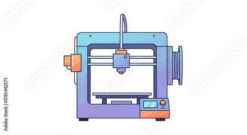 vibrant geometric 3d printer design with light blue and purple hues
