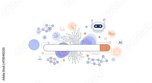 Artificial intelligence search bar illustration for modern digital concepts