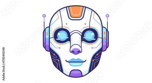 Vibrant illustration of an artificial intelligence robot head design