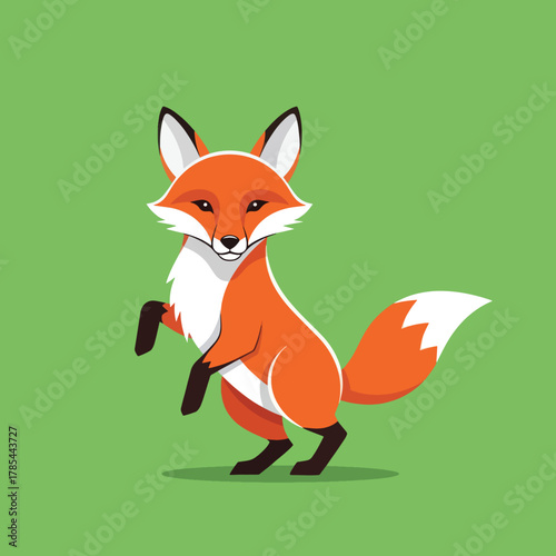 Cute cartoon fox standing on hind legs with playful expression.