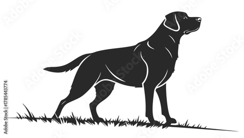 Black Outline Graphic of a Labrador Dog Profile.