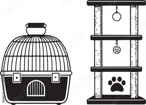 Pet Carrier & Play Tower