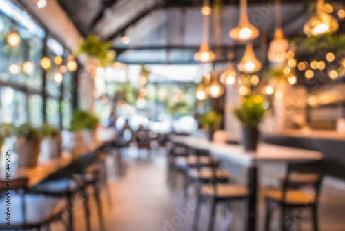 Fototapeta na wymiar Blurred background of restaurant or coffee shop