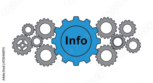 Information gears mechanism concept data flow process vector graphic