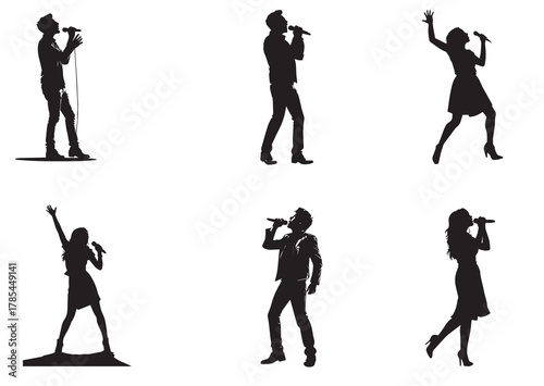  Singer Silhouettes in Dynamic Performance Poses	
