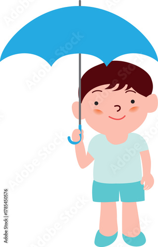 傘をさす男の子
