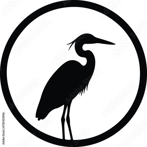 Foto Vector heron bird logo inside a circle silhouette illustration