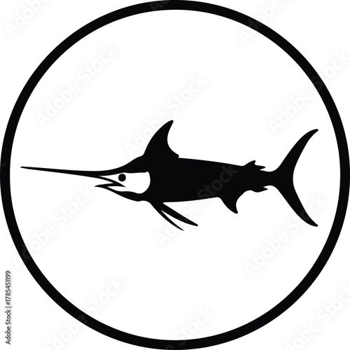 Vector marlin fish logo emblem sea animal silhouette illustration