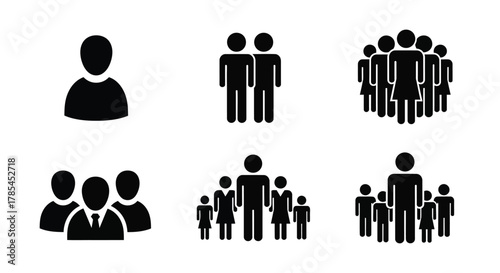 People icons set vector illustration group team crowd community members
