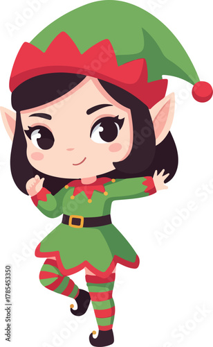 Cute Christmas Elf Cartoon Character Illustration - A Festive Character Ready to Spread Holiday Cheer and Joy This Christmas Season