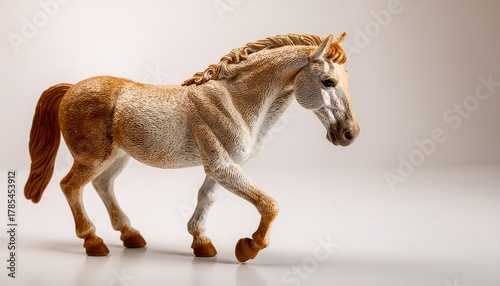 plastic toy white horse on a white background