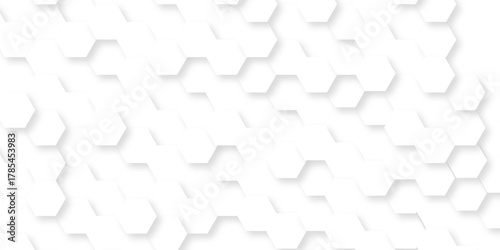 Futuristic abstract emboss white hexagon pattern vector design. Hexagon concept design abstract cube business technology background.	
