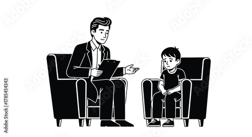 Child therapy session illustration mental health support and counseling