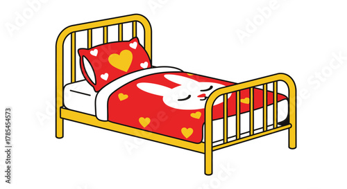 Childrens bed frame with bunny bedding cute kids room furniture decor