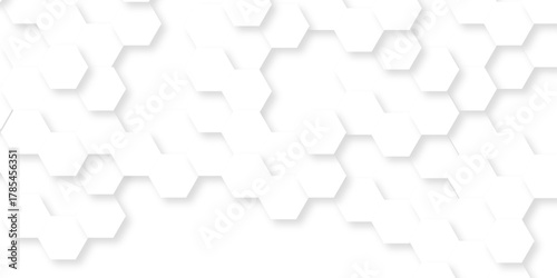 Futuristic abstract emboss white hexagon pattern vector design. Hexagon concept design abstract cube business technology background.	
