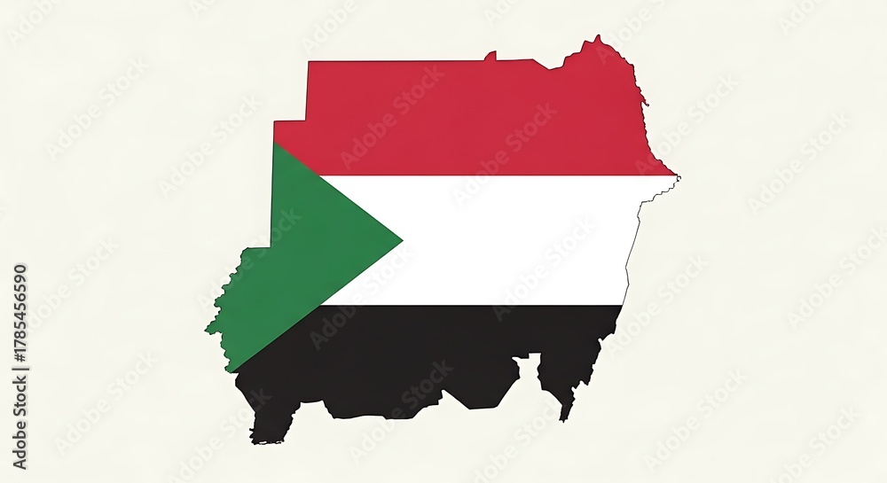 Fototapeta premium map of sudan with national flag colors, country shape silhouette design on white background.