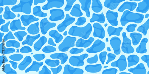 Blue ocean wave. Rippled water surface with sunlight reflecting. Top view. Beach, Ocean clean and deep water. Vector illustration