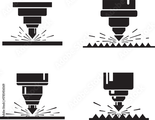 Industrial laser cutting machine head silhouette