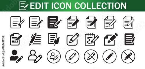 Creative Edit and Writing Tool Icons for Web and App Interface. Vector Illustration