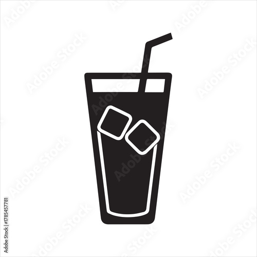 iced tea glass stencil icon silhouette vector illustration