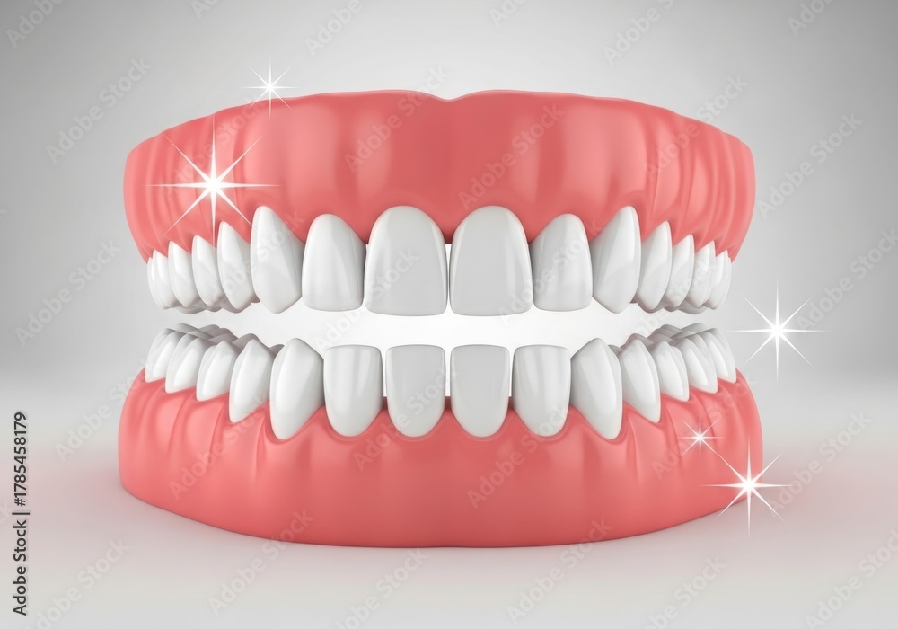 Fototapeta premium Sparkling clean white teeth in a dental model