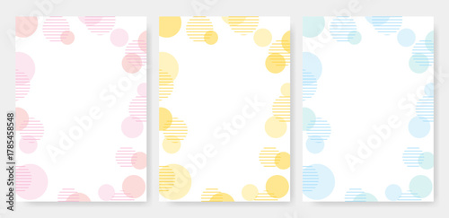 ストライプ柄の水玉模様のフレーム3色セット