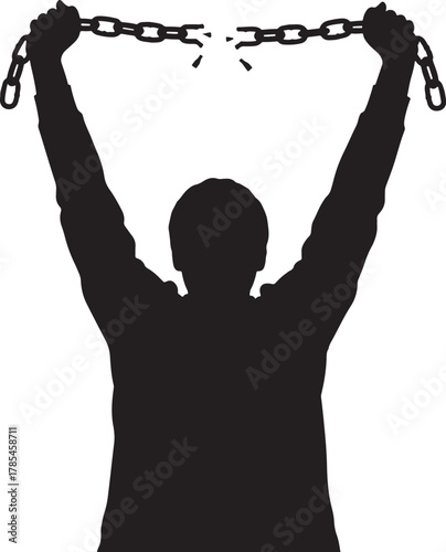 Man breaking chains silhouette symbolizing freedom and liberation