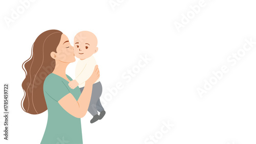 Loving mother holding baby vector illustration parent child family affection concept for motherhood care and maternal bonding design isolated on white background
