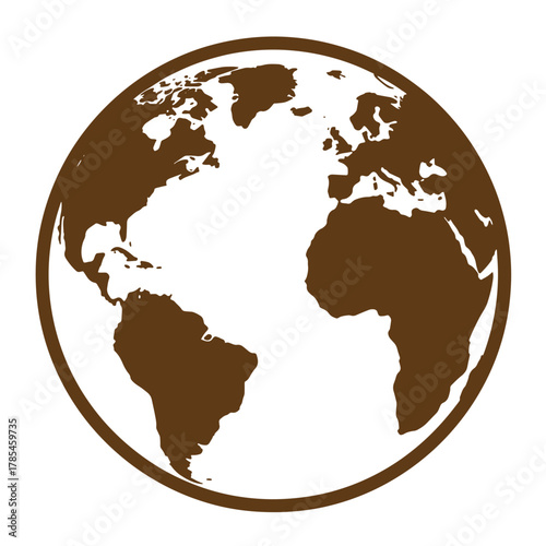 Earth globe illustration in a vintage art style depicting continents and world map