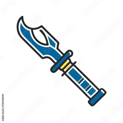 Traditional guan dao weapon icon in blue color scheme  