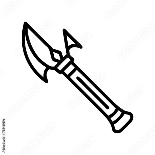 Traditional guan dao weapon illustration with sharp blade design  